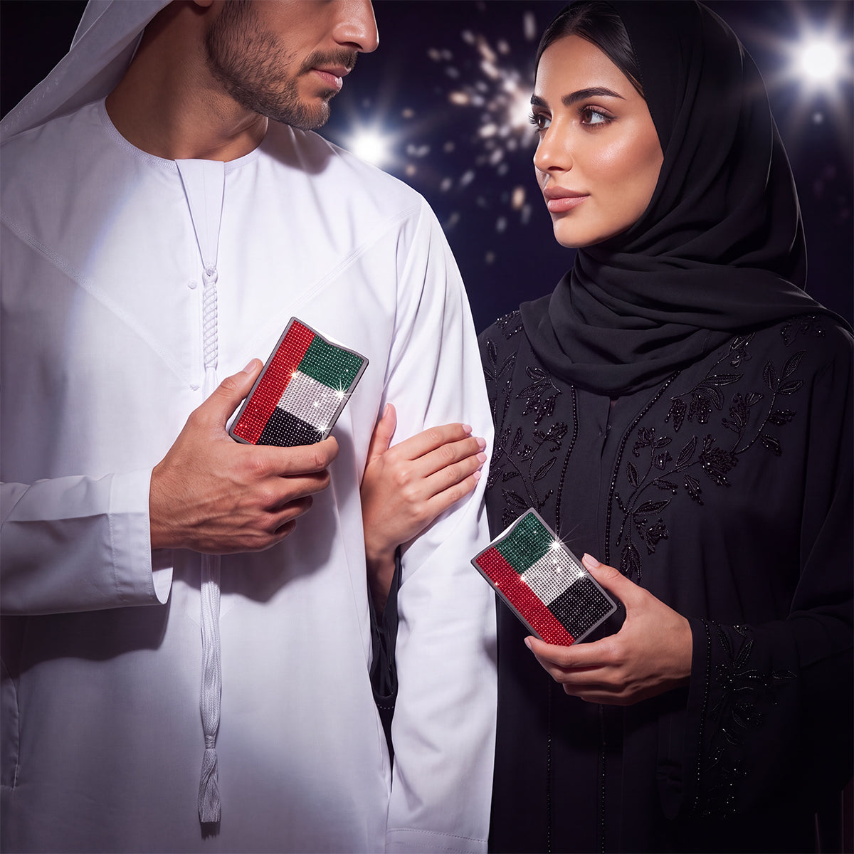 NETIC Crystal Wallet Proud UAE Edition — hand-set high-precision crystals, detail view