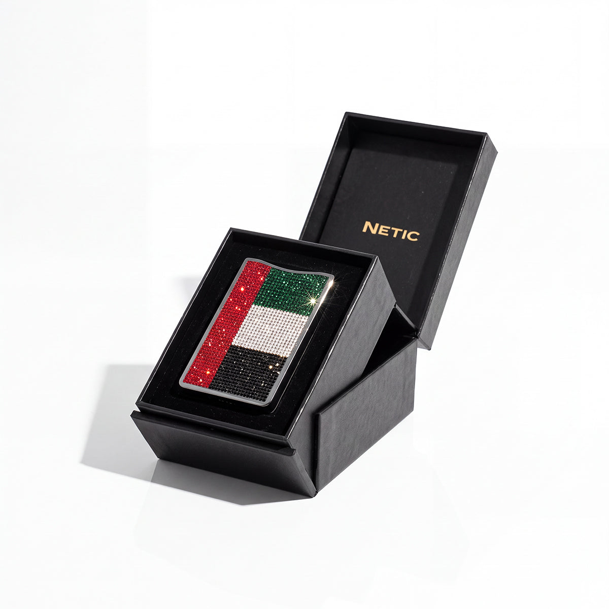 NETIC Crystal Wallet Proud UAE Edition presented in its jewellery box